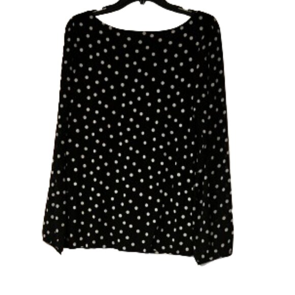Loft Black & White Polka Dot Blouse w/Sheer Sleeves - Medium - Picture 1 of 5